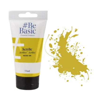 Produktbild von Be Basic Acrylfarbe Mittelgelb 75ml – Klassische Farbe, Hohe Deckkraft, DIY
