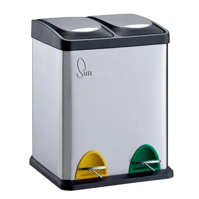 Produktbild von SVITA TC2X8 16 Liter Abfalleimer Mülleimer Mülltrennung Edelstahl 2x8L Silber