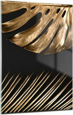 Produktbild von Bilder auf glas - Einteilig - Golden Blatt Monstera - 50x70cm - Glasbilder - Wandbilder - Bilder - zum Aufhängen bereit - Wanddekoration aus Glas - Glas Bilder - Wandbild auf Glas - GPA50x70-5028