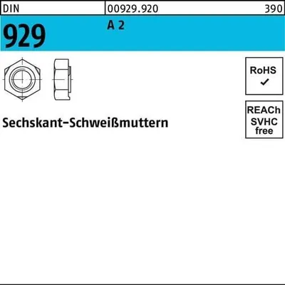 Produktbild von Reyher  929 V2a 6kt.Schweißmutter M 16 (50 Stück)