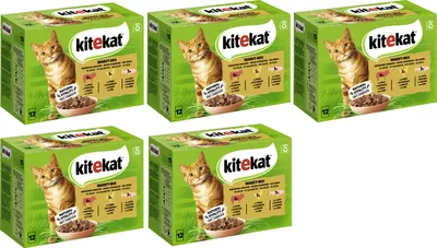 KITEKAT Portionsbeutel Multipack Markt-Mix – 12x85 G, Mit Rind, Huhn & Lachs In Gelee, Ohne Künstliche Konservierungsstoffe