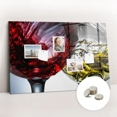 Produktbild von Magnetisch Tafel Magnettafel - Magnetpinnwand Memoboard - Notiztafel verschiedenen Designs - 90x60 cm - Weingläser