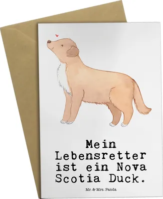 Produktbild von Mr. & Mrs. Panda Klappkarte Nova Scotia Duck Lebensretter - Weiß - Geschenk, einladungskarten, osterkarten, Retriever, hochzeitskarten, vatertagskarte, weihnachtskarten