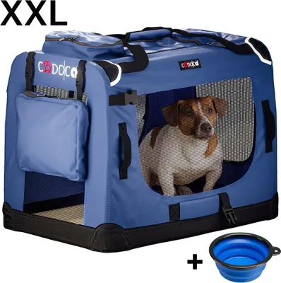 Immagine prodotto di Trasportino per cani in tessuto blu navy XXL pieghevole 90x60x66cm