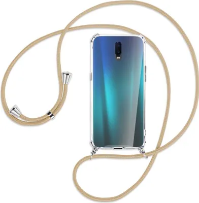 Produktbild von Handykette Backcover-Schutzhülle mit Band (Metall silberfarben) für Oppo R17 / RX17 - caramel