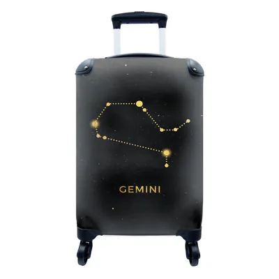 Produktbild von MuchoWow® Koffer Handgepäck Trolley Rollkoffer Kleine Reisekoffer mit 4 Rollen - Tierkreiszeichen - Zwillinge - Astrologie - Cabin Size < 55x40x23 cm & 55x40x20 cm - Fotokoffer - Kabinenkoffer - Boardgepäck - Reise-Box - Reisekoffer - Reisegepäck - Koffer mit Bild - Trolley für Kinder