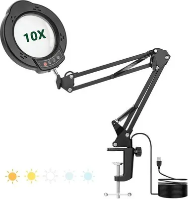 Produktbild von LED-Tischvergrößerung mit 22 cm Dreharm - 5 Farbmodi - 10 Stufen Dimmbar - Leshilfe für Senioren