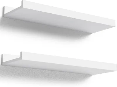 Zdjęcie produktu dla Półki ścienne 40 cm, zestaw 2 szt., drewno, biały, do salonu