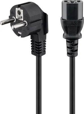 Immagine prodotto di Goobay 59566 Cavo di collegamento IEC angolato, 1,8 m, nero Spina di sicurezza (tipo F, CEE 7/7) > presa apparecchio C13 (collegamento IEC)