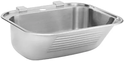 Immagine prodotto di VBChome Lavello con foro 55 x 50 x 22 cm Lavello in acciaio inossidabile con struttura satinata Set di scarico Lavello per uso commerciale Lavanderia Giardino Pratico e facile da montare