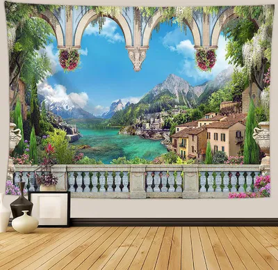 Produktbild von Urlaub Wandteppich Wohnkultur Landschaft Wandteppich Wohnzimmer Schlafzimmer Dekoration Wandteppich Zimmer Vorhang Strandtuch (180cm x 230cm, Farbe 22)