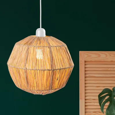 Image de Lampe à suspendre bohème Abat-jour en raphia Flora