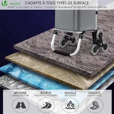 Produktbild von Famanu Einkaufstrolley faltbar mit 6 Rädern aus Aluminium - wasserdichte Tasche - grau 45 l