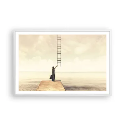 Produktbild von Gerahmtes Poster - Weißer Rahmen - Symbol Frau Leiter - 91,5x61 cm - Wand Bild - Wanddeko - Wandbilder - Kunstposter - Wandposter - Bilderrahmen - Bilder - Kunstdruck - Wandbild - P2WAA91x61-4339