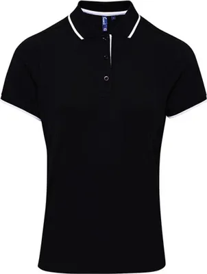 Produktbild von Premier Workwear PR619 | Damen Contrast Coolchecker Polo - Farbe: Black/White - Größe: XXL