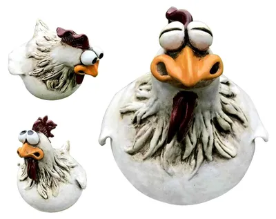 Produktbild von 3er Set Hühner Garten Dekoration | Figuren aus Harz für den Außenbereich | Lustige Hühner Statuen für Terrasse, Garten und Balkon