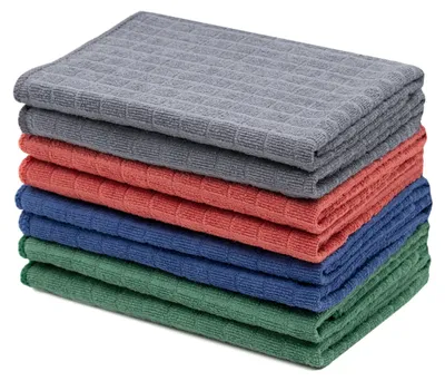Produktbild von Geschirrtücher Mikrofaser ca. 40x40 cm, 8er Set, je 2x grau, blau, grün, rot