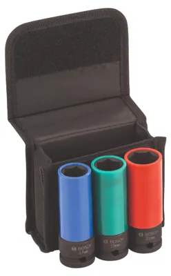 Zdjęcie produktu dla Bosch 2 608 551 102, Zestaw nasadek, 1/2", Metryczny, 17,19,21 mm, 3/16,1/4,9/32,5/16,11/32,3/8,7/16", Stal