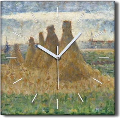 Produktbild von Coloray Hodiny Unikátní 30x30 cm  Tiché hodiny Pro obývací pokoj a kuchyň Nástěnné hodiny Plátno Černé ručičky hodin - Heuschober Seurat