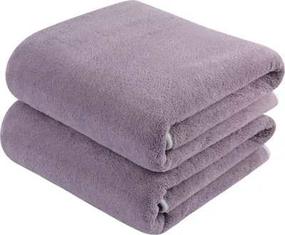 Produktbild von KinHwa Mikrofaser Badetuch XXL 76cmx152cm 2er Pack Lila Schnelltrocknend Fusselfrei