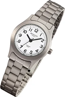 Produktbild von Regent Damen Titanarmband Uhr grau silber F-855 Quarzuhr URF855