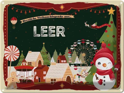 Produktbild von vianmo Blechschild 30x40 cm Weihnachtsgrüße aus Leer Weihnachten Fest