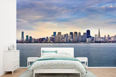 Produktbild von MuchoWow® Fototapete für Wohnzimmer oder Schlafzimmer Wandtapete Vinyl Motivtapete San Francisco - Wasser - Sonne - 360x240 cm - Vinyl-Tapete