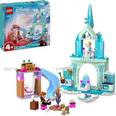 Produktbild von LEGO Disney Frozen Elsas Eispalast 43238 – Mit Prinzessin Elsa & Anna, 2 Tierfiguren, 163 Teile, 3 kleine Modelle, 26 cm hoch, 21 cm breit, 9 cm tief, für Kinder ab 4 Jahren.