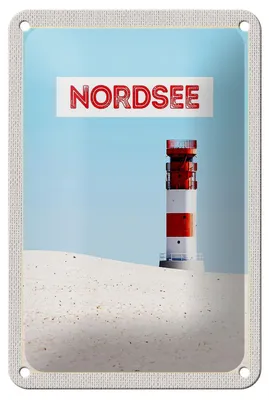 Produktbild von Blechschild Reise 12x18cm Nordsee Deutschland Meer Leuchtturm Schild