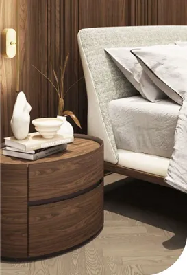 Produktbild von Designer Holz Nachttisch Modernes Design Echtholz Schlafzimmer Möbel