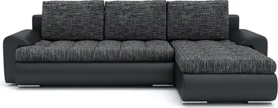 Produktbild von Ecksofa TOKIO VI  230x155 - RECHTS - Farben zur Auswahl - mit Schlaffunktion - 2 Bettkästen - STOFF LAWA 17 + SOFT 11 Dunkelgrau&Schwarz