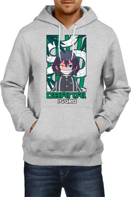 Obrázek produktu pro Pánská Mikina S Kapucí Japan Anime Manga Demon Anime Slayer Obanai Iguro Hashira, Man M / Vřesově šedá