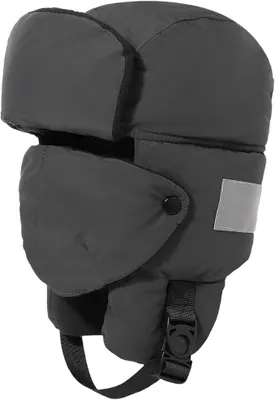 Imagen del producto de Gorro de invierno para hombre, estilo aviador, con protección para las orejas, ideal para la aviación, cálido y resistente al viento, color gris, talla 55-58 cm