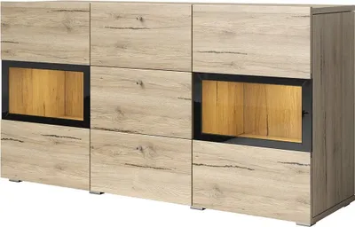 Produktbild von Meublorama HA-BAROS-24E0BM26*2C/43KG, 2 Tür(en), Braun, Mitteldichte Faserplatte (MDF), 3 Schublade(n), 2 Jahr(e), 390 mm