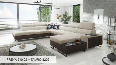Produktbild von XXL Sofa Große Wohnlandschaft U-Form MELODIE X - BEIGE FREYA 210.02 + TAURO 8202