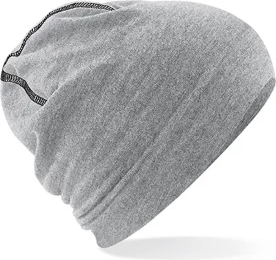 Produktbild von Beechfield B366 | Hemsedal Baumwolle Beanie / Länge: 24cm - Farbe: Heather Grey/Black - Größe: One Size