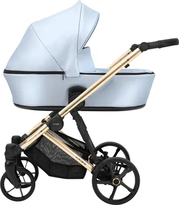 Image de Kunert Poussette Arizo Premium 14 Baby Blue Cadre doré siege auto