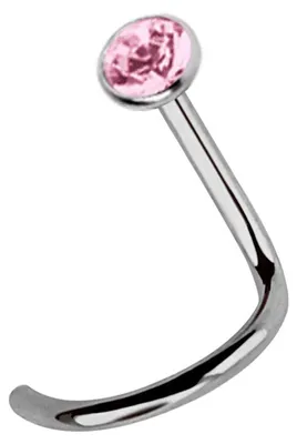 Produktbild von Titan Nasenpiercing Stecker Spirale 1,0 mm mit Stein in 2,5 mm, rosa