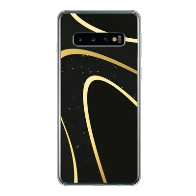 Produktbild von MuchoWow® Handyhülle Schutzhülle Hülle für Samsung Galaxy S10 Goldene Wellen auf schwarzem Hintergrund Silikon Softcase Handy Hülle - Handytasche