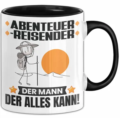 Produktbild von Abenteurreisender Tasse Geschenk für Abenteurreisender Der Mann Der Alles Kann Geschenkidee zum Geburtstag (Schwarz)