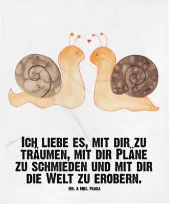 Produktbild von Mr. & Mrs. Panda Erstlingsdecke Schnecken Liebe - Weiß - Geschenk, Plaid, Kinderwagendecke, Verliebt, Schlummerdecke, Freundin, Schmusedecke, Babydecke, Fleecedecke