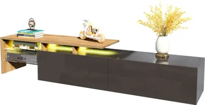 Immagine prodotto di Console TV moderna con illuminazione LED, ripiani in vetro, 170 x 33 x 33,5 cm, nero