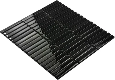 Produktbild von Schwarzes Glasmosaik, Mosaikfliese für Küche und Bad, schwarze dekorative Wandfliese