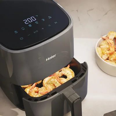 Zdjęcie produktu dla Haier HAF5P 011 Frytownica na gorące powietrze, jednofunkcyjna, 5 l, niezależna, 1500 W, czarna