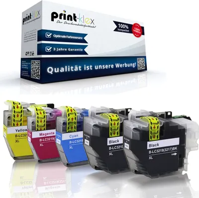 Produktbild von Print-Klex 5x Kompatible Tintenpatronen kompatibel mit Bother MFC J5330DW MFC J5330DWXL MFC J5335DW MFC J5730DW LC-3219 LC3219 LC 3219 Black Cyan Magenta Yellow - Office Line Serie