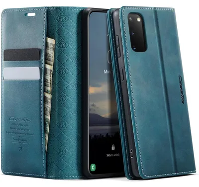 Productafbeelding van Telefoonschaal, flippercase voor Samsung Galaxy S20 6,2", blauwgroen, kunstleer, RFID-kaartsleuf, standaard