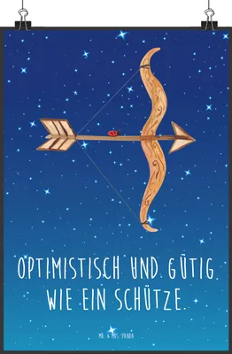 Produktbild von Mr. & Mrs. Panda Bild Sternzeichen Schütze DIN A1 - Sternenhimmel Blau - Geschenk, wanddeko, Schützenfest, Wandbild, Geburtstag Dezember, November, Plakat, Kunstdruck