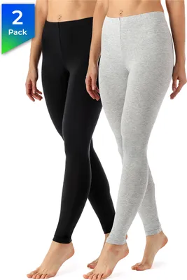 Produktbild von Merry Style Damen Lange Leggings aus Viskose 2 Pack MS10-143 (Schwarz/Melange (2Pack), S)