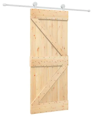 Image de Porte coulissante vidaXL, finition naturelle et blanche, 85 x 210 cm, pin massif