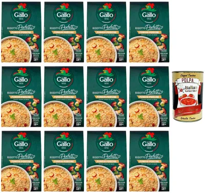 Produktbild von Gallo Risotto Perfetto Funghi Porcini Steinpilzrisotto 12x175g + Italian Gourmet Polpa 400g